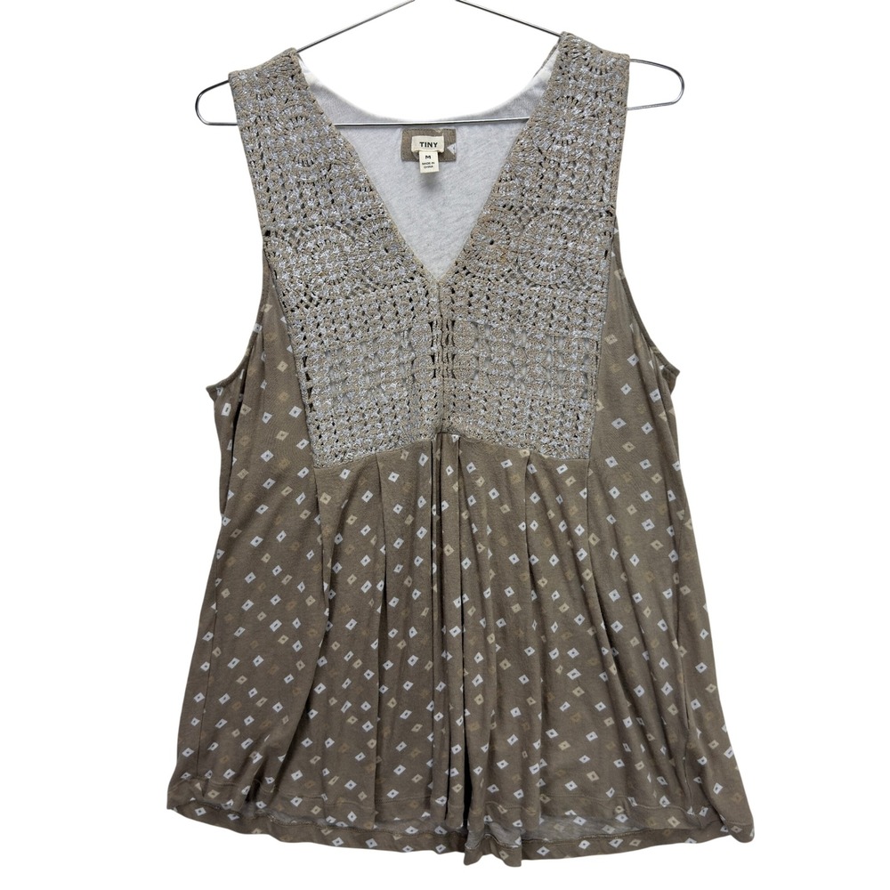 Anthropologie TINY Ardita Peplum Boho Crochet Sleeveless Top Womens M Romantic